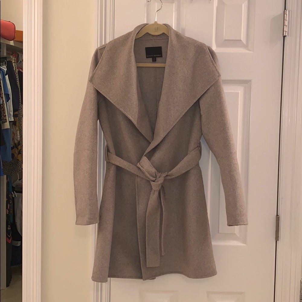 Wool double face wrap coat